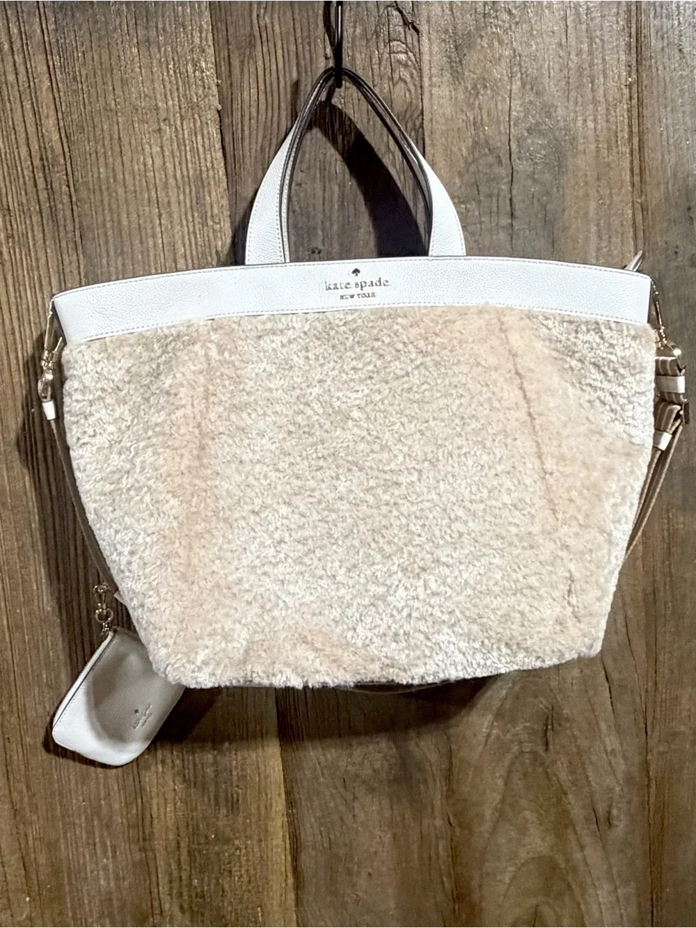 Kate Spade – Rosie Faux Shearling Satchel Crossbody Bag – Natural Multi – Sz. OS